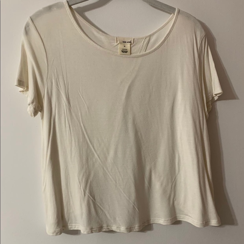 off white open back flowy top